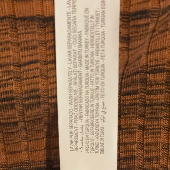 ZARA peep cut out shoulder long sleeve dress brown black Size Small - Picture 6 of 6